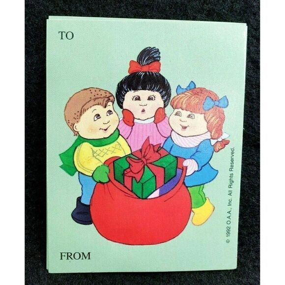 Vintage 1992 Set 16 Cabbage Patch Kids Christmas Gift Tags 4 Different Designs - Picture 4 of 7